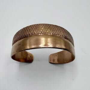Copper Cuff Bracelet Unisex Textured Handmade 1” Wide Ethiopian Jewelry Healing